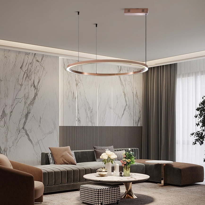 Immax NEO 07327L - himmennettävä LED-riippuvalaisin vaijerilla FINO LED/55W/230V 80 cm ruusukulta Tuya + kaukosäädin