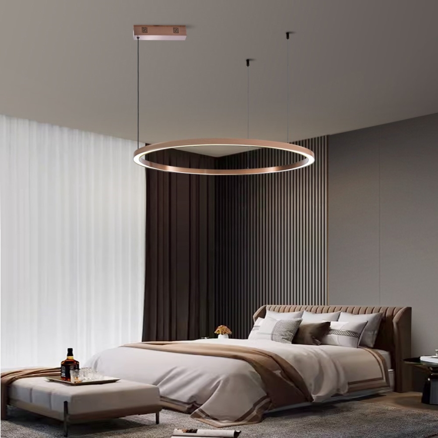 Immax NEO 07327L - himmennettävä LED-riippuvalaisin vaijerilla FINO LED/55W/230V 80 cm ruusukulta Tuya + kaukosäädin