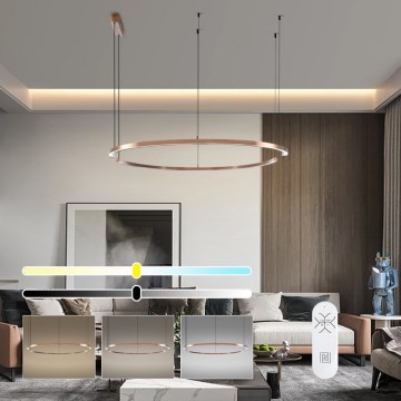 Immax NEO 07328L - himmennettävä LED-riippuvalaisin vaijerilla FINO LED/72W/230V 120 cm Tuya ruusukulta + kaukosäädin