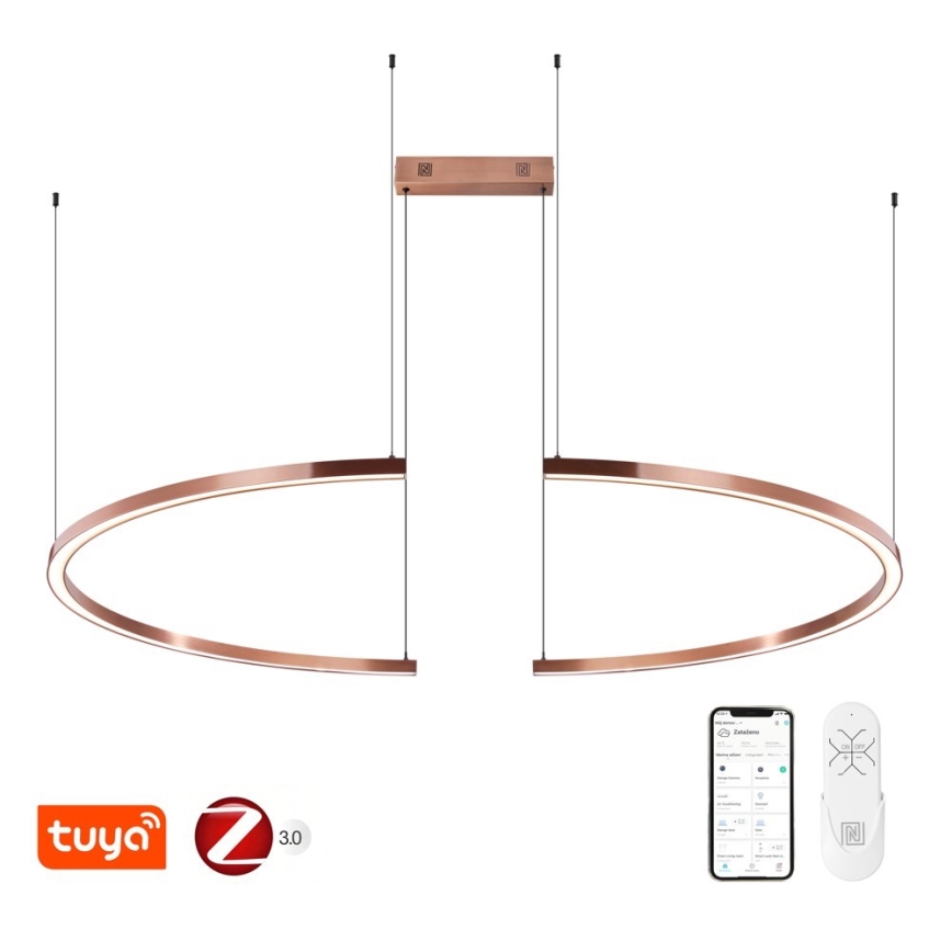 Immax NEO 07328L - LED-himmennettävä riippuvalaisin vaijerilla FINO LED/72W/230V 120 cm ruusukulta Tuya + kauko-ohjain