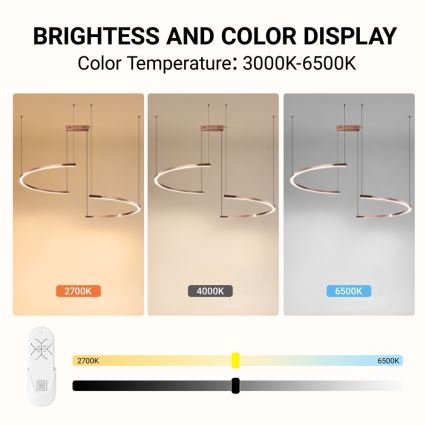Immax NEO 07328L - LED-himmennettävä riippuvalaisin vaijerilla FINO LED/72W/230V 120 cm ruusukulta Tuya + kauko-ohjain