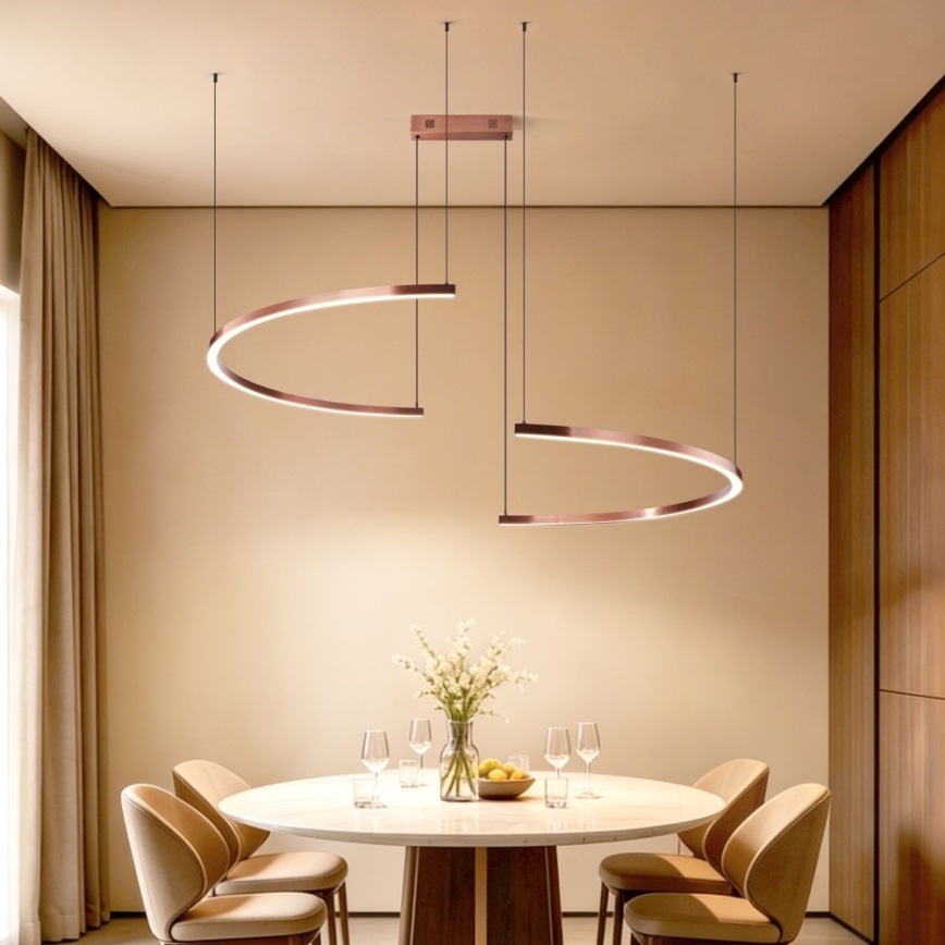 Immax NEO 07328L - LED-himmennettävä riippuvalaisin vaijerilla FINO LED/72W/230V 120 cm ruusukulta Tuya + kauko-ohjain