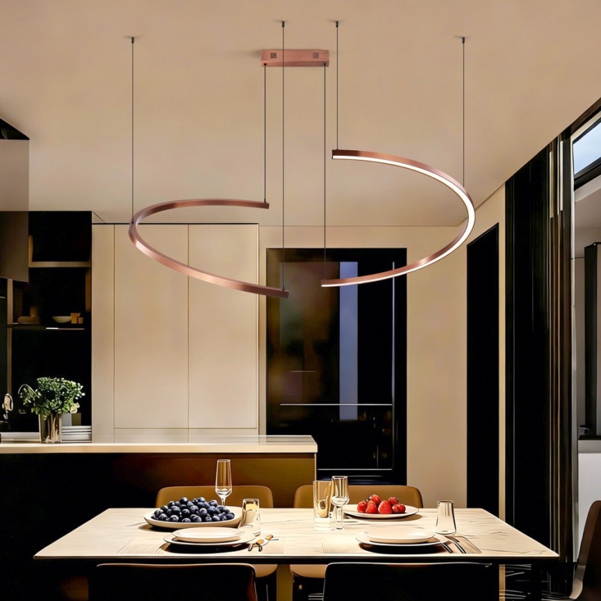 Immax NEO 07328L - LED-himmennettävä riippuvalaisin vaijerilla FINO LED/72W/230V 120 cm ruusukulta Tuya + kauko-ohjain