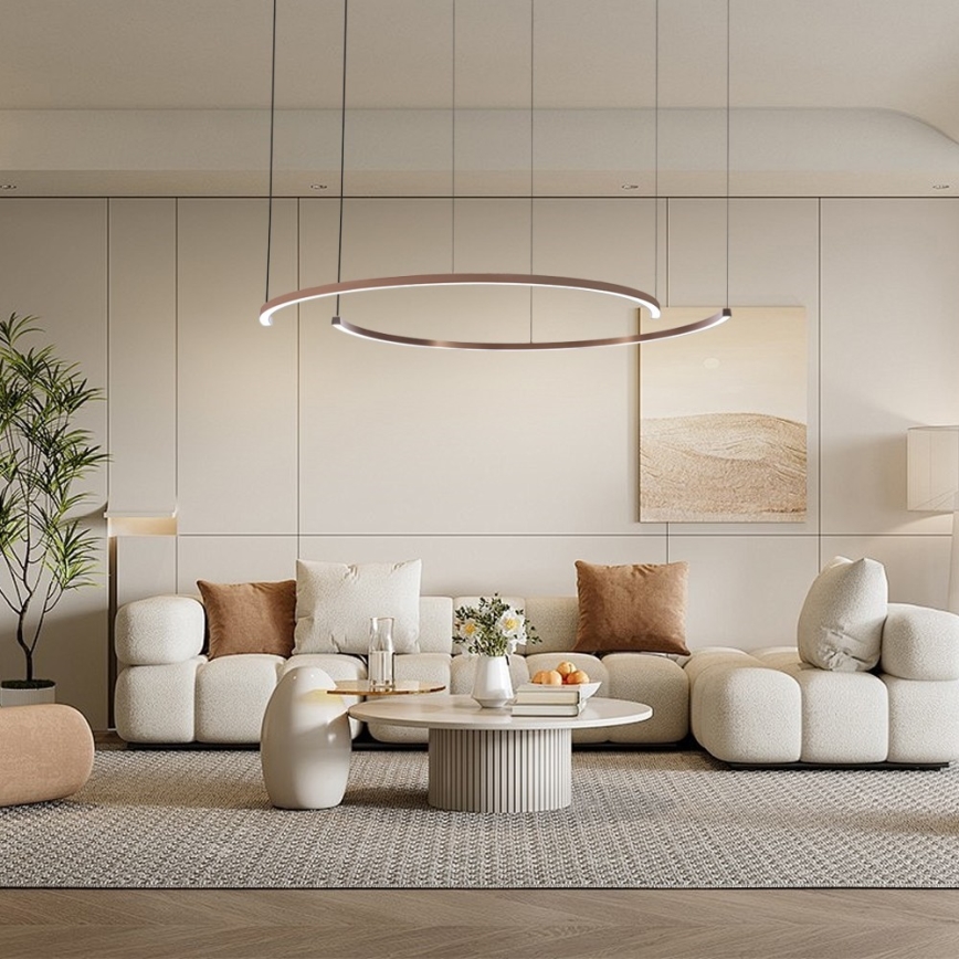 Immax NEO 07328L - LED-himmennettävä riippuvalaisin vaijerilla FINO LED/72W/230V 120 cm ruusukulta Tuya + kauko-ohjain