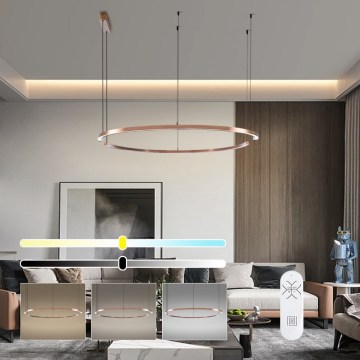 Immax NEO 07328L - LED-himmennettävä riippuvalaisin vaijerilla FINO LED/72W/230V 120 cm ruusukulta Tuya + kauko-ohjain