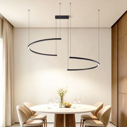 Immax NEO 07329L - LED himmennettävä riippuvalaisin vaijerilla FINO LED/72W/230V 120 cm musta Tuya + kaukosäädin