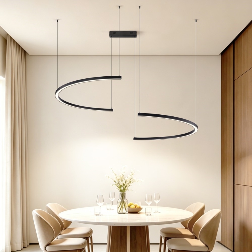 Immax NEO 07329L - LED himmennettävä riippuvalaisin vaijerilla FINO LED/72W/230V 120 cm musta Tuya + kaukosäädin