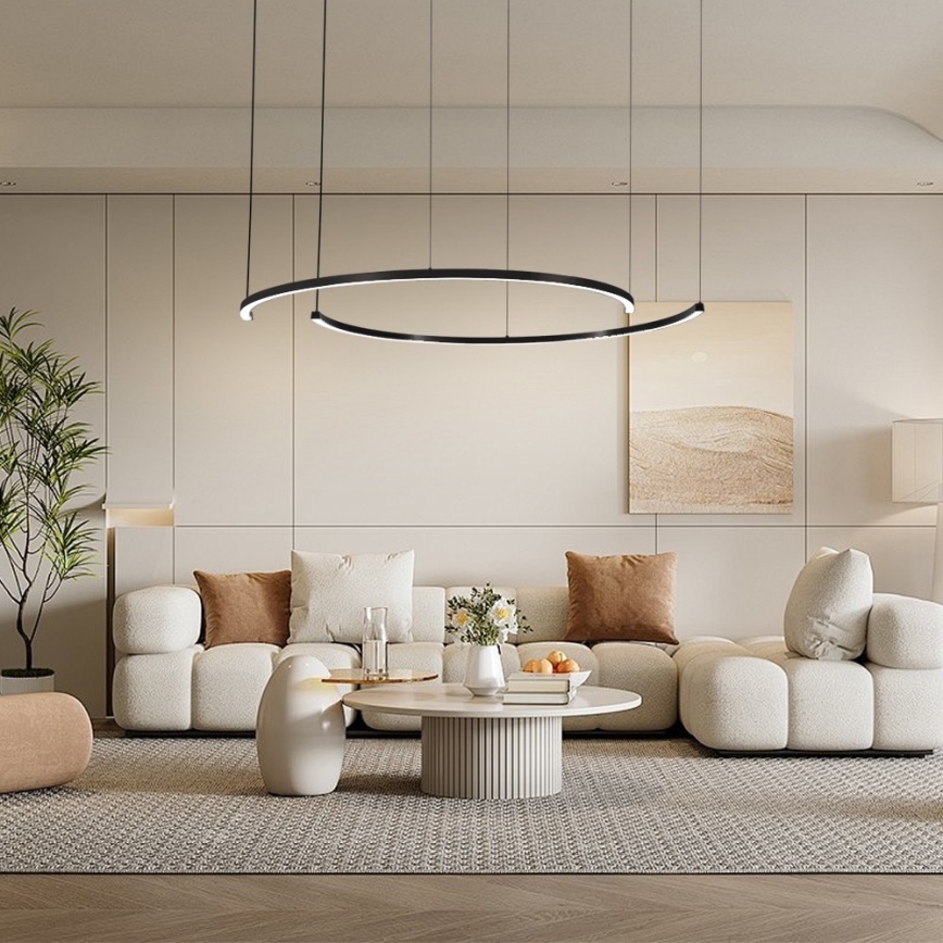 Immax NEO 07329L - LED himmennettävä riippuvalaisin vaijerilla FINO LED/72W/230V 120 cm musta Tuya + kaukosäädin