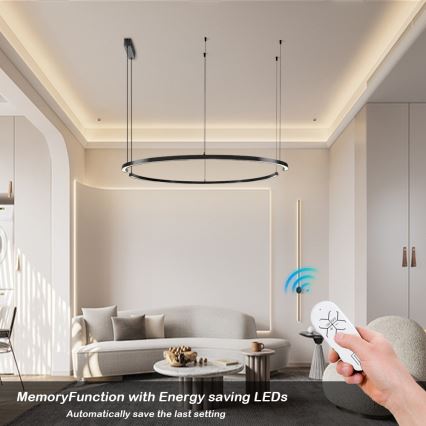 Immax NEO 07329L - LED himmennettävä riippuvalaisin vaijerilla FINO LED/72W/230V 120 cm musta Tuya + kaukosäädin