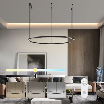Immax NEO 07329L - LED himmennettävä riippuvalaisin vaijerilla FINO LED/72W/230V 120 cm musta Tuya + kaukosäädin