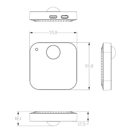 Immax NEO 07530L - Älykäs PIR-, läsnäolo- ja valaistusanturi USB/5V Tuya