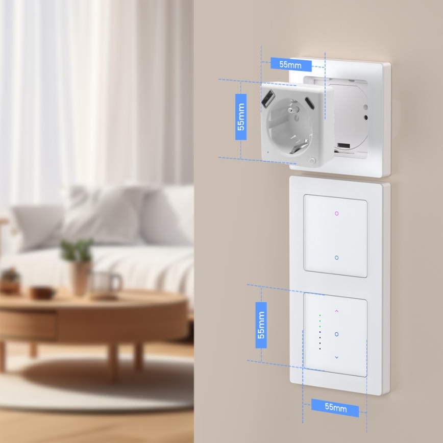 Immax NEO 07544L - Älypistorasia E-tyypin 16 A/230 V + 1× USB-A + 1× USB-C PD 20 W, Wi-Fi