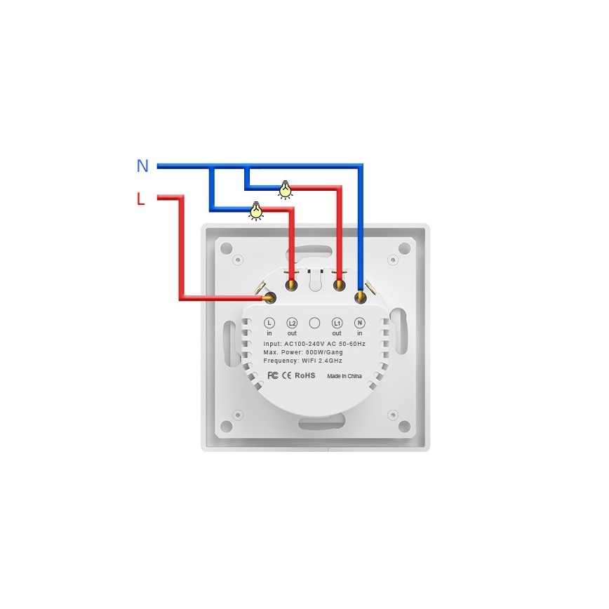 Immax NEO 07550L - Kaksipainikkeinen älykytkin, 230 V (Tuya)
