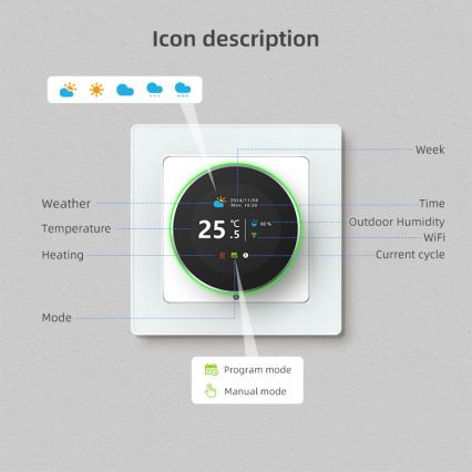 Immax NEO 07555L - SMART-termostaatti sähköiseen lattialämmitykseen 230V/16A
