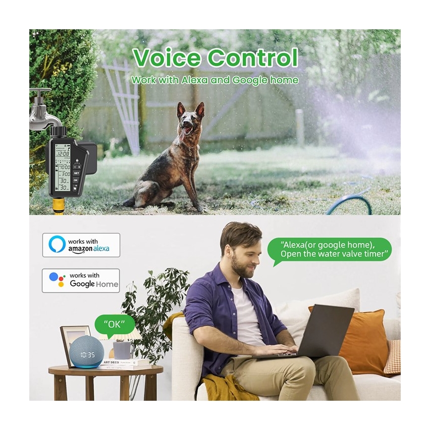 Immax NEO 07556L - Kasteluventtiili 4xAA IP65 Wi-Fi Tuya