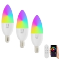 Immax NEO 07716CDO - SETTI 3x LED RGB+CCT Himmennettävä lamppu E14/6W/230V Wi-Fi Tuya + kauko-ohjaus