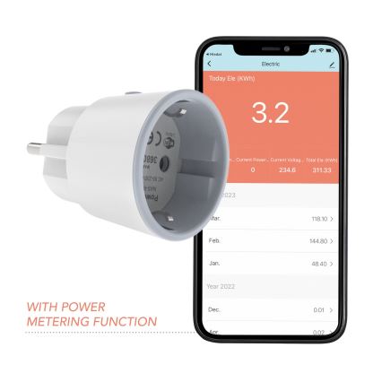 Immax NEO 07737L - Älykäs pistoke NEO LITE 3680W/230V/16A Wi-Fi Tuya SCHUKO