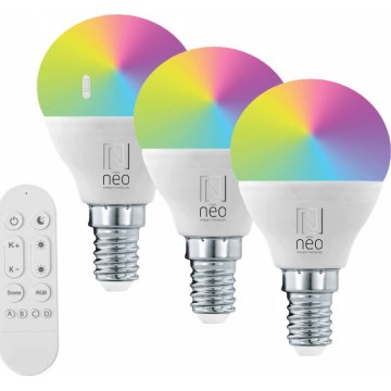 Immax NEO 07745CDO - 3 kpl LED RGB+CCT himmennettäviä E14/6W/230V lamppuja, Tuya Wi-Fi + kaukosäädin