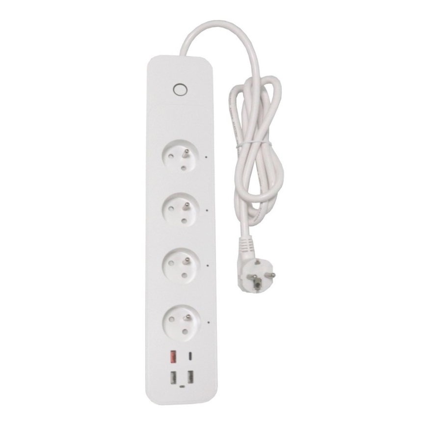 Immax NEO 07771L - NEO LITE Smart -jatkojohto, 4 AC-pistorasiaa + 3 USB-porttia + 1 USB-C-portti, Wi‑Fi, Tuya-yhteensopiva