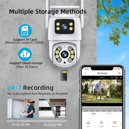 Immax NEO 07783L - Älykäs ulkokamera DOUBLE-anturilla 355° P/T 2x2MP IP65 Wi-Fi Tuya
