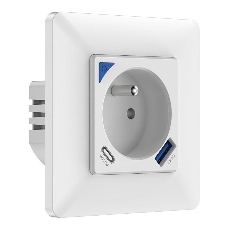 Immax NEO 07800L - Älykäs pistoke 16A/230V + 1xUSB-A+1xUSB C Tuya