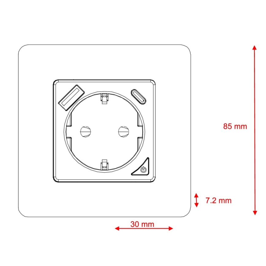 Immax NEO 07801L - Älykäs pistorasia 16A/230V + 1xUSB-A + 1xUSB-C Tuya SCHUKO