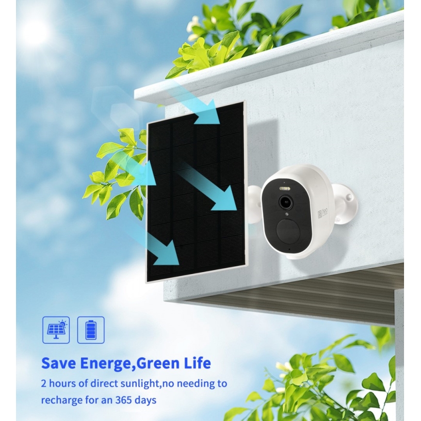 Immax NEO 07802L - Älykäs ulkokäyttöön tarkoitettu aurinkokamera BARREL-anturin kanssa 5000 mAh Wi-Fi Tuya IP65