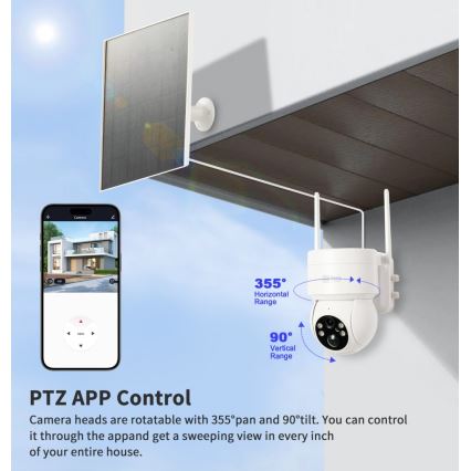 Immax NEO 07803L - Älykäs ulkokäyttöön tarkoitettu aurinkokamera SENTRY-anturin kanssa 6000 mAh Wi-Fi Tuya IP65