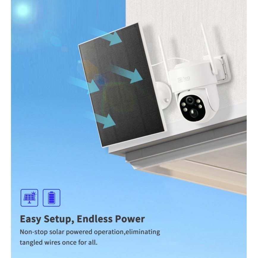 Immax NEO 07804L - Älykäs aurinkokamera ulkokäyttöön liiketunnistimella, 9000 mAh, IP65