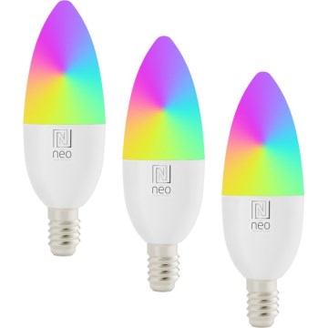Immax NEO 07808C - SETTI 3x LED RGB+CCT himmennettävä lamppu E14/4,8W/230V Wi-Fi Tuya
