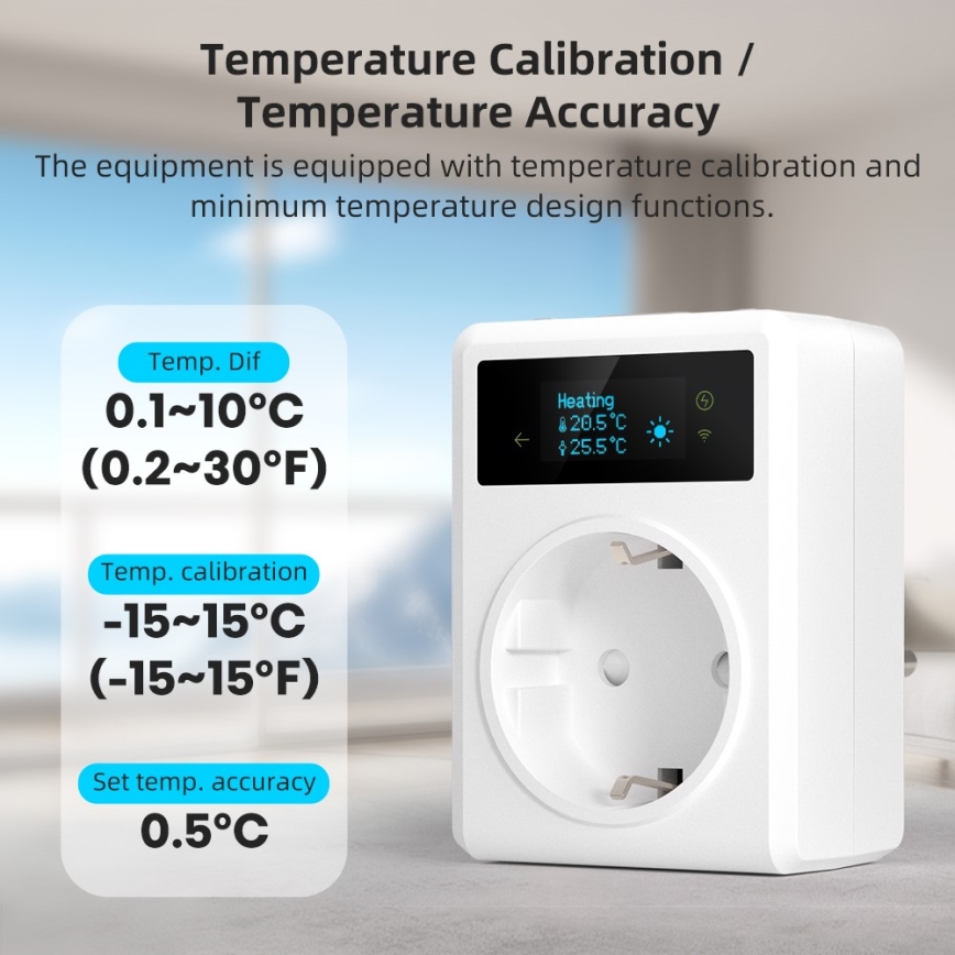 Immax NEO 07811L - Älypistoke lämpömittarilla F 3680W Wi-Fi