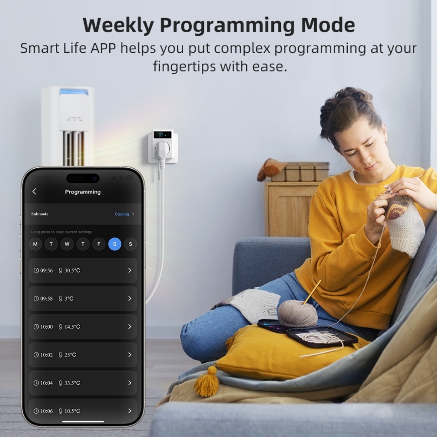 Immax NEO 07811L - Älypistoke lämpömittarilla F 3680W Wi-Fi