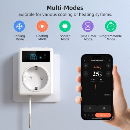 Immax NEO 07811L - Älypistoke lämpömittarilla F 3680W Wi-Fi