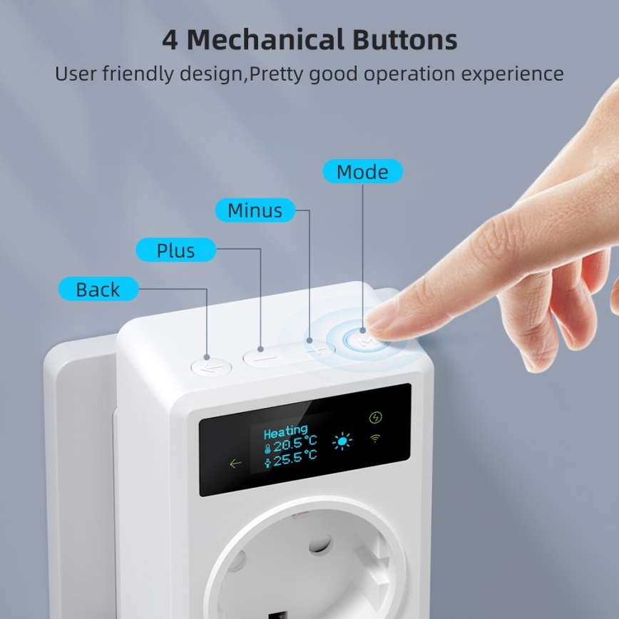 Immax NEO 07811L - Älypistoke lämpömittarilla F 3680W Wi-Fi