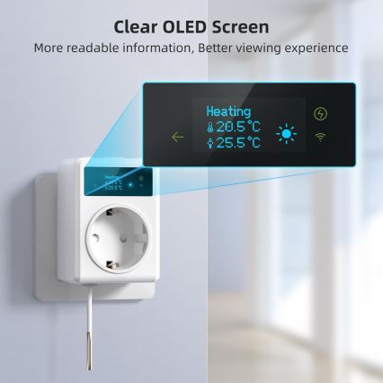 Immax NEO 07811L - Älypistoke lämpömittarilla F 3680W Wi-Fi