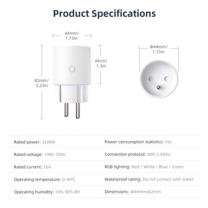 Immax NEO 07812L - Älykäs pistorasia E 3500W Wi-Fi