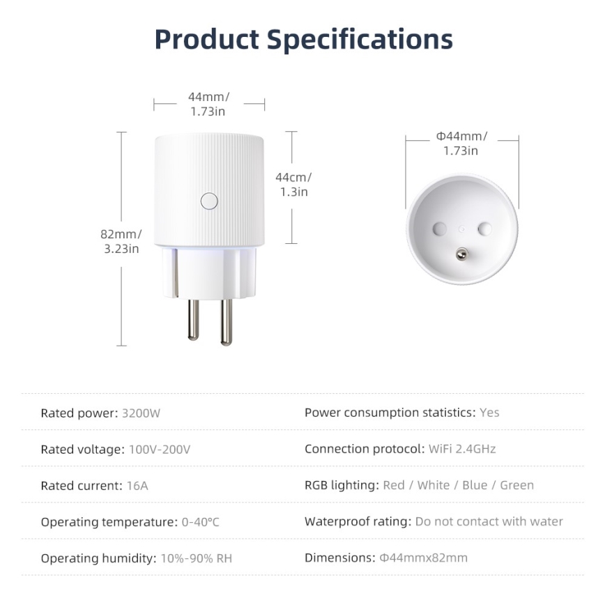 Immax NEO 07812L - Älykäs pistorasia E 3500W Wi-Fi