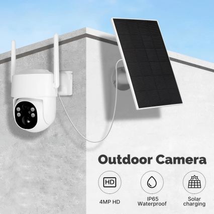 Immax NEO 07820L - Älykäs aurinkokäyttöinen ulkokamera anturilla, 6000 mAh akulla ja IP65-luokituksella