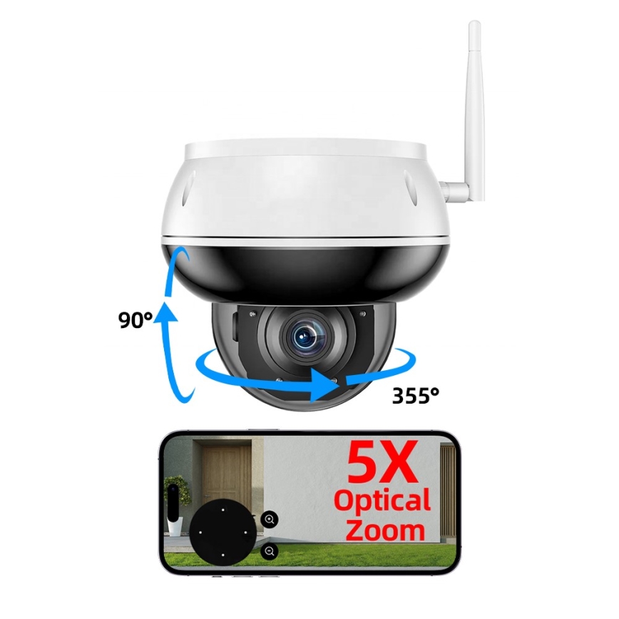 Immax NEO 07825L - Älykäs ulkokamera DOME-anturilla, 5 MP, 230 V, IP66, TUYA, Wi‑Fi