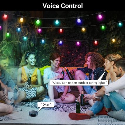 LED RGB+CCT Himmennettävä ulko ketju SEPPELE 15xLED/1W/230V 15m Wi-Fi Tuya IP65 + kauko-ohjaus