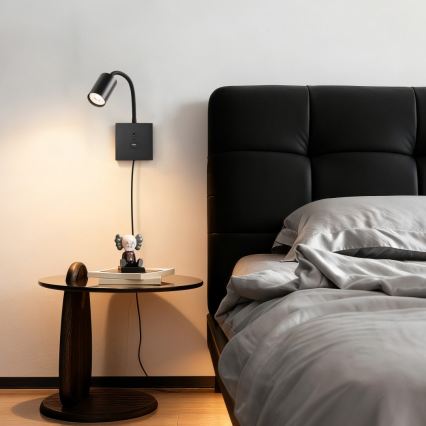Immax NEO 08295L - Seinävalaisin USB-liitännällä PUNTO 1xGU10/9W/230V musta