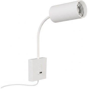 Immax NEO 08296L - PUNTO seinävalaisin USB-liitännällä, 1xGU10/9W/230V, valkoinen