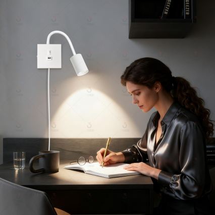Immax NEO 08296L - PUNTO seinävalaisin USB-liitännällä, 1xGU10/9W/230V, valkoinen