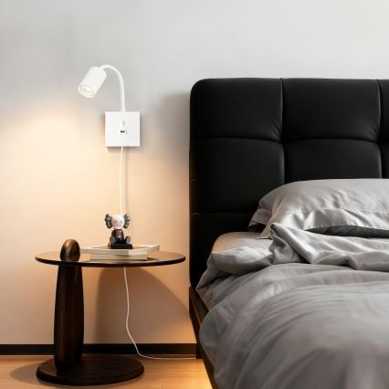 Immax NEO 08296L - PUNTO seinävalaisin USB-liitännällä, 1xGU10/9W/230V, valkoinen