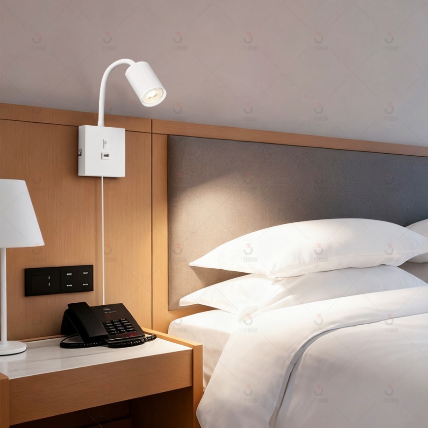 Immax NEO 08296L - PUNTO seinävalaisin USB-liitännällä, 1xGU10/9W/230V, valkoinen