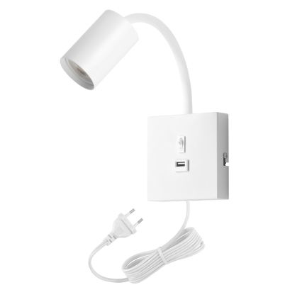 Immax NEO 08296L - PUNTO seinävalaisin USB-liitännällä, 1xGU10/9W/230V, valkoinen