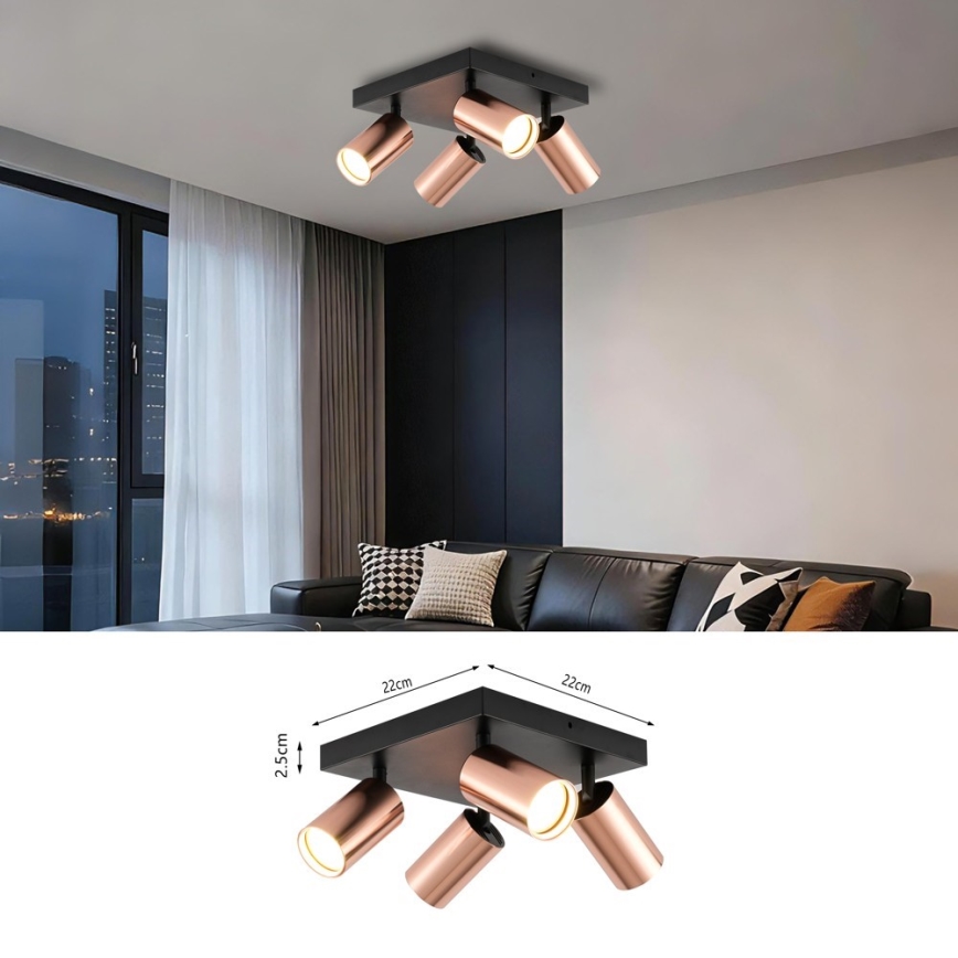 Immax NEO 08304L - Kohdevalaisin PUNTO 4xGU10/9W/230V ruusukultainen
