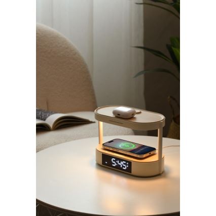 Immax NEO 09111L - Himennettävä LED-pöytävalaisin herätyskellolla ja latauksella TRIPLE DOCK LED/1,5W/5V
