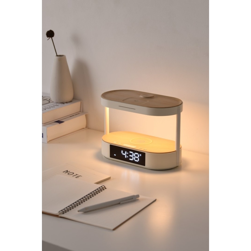 Immax NEO 09111L - Himennettävä LED-pöytävalaisin herätyskellolla ja latauksella TRIPLE DOCK LED/1,5W/5V