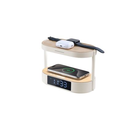 Immax NEO 09111L - Himennettävä LED-pöytävalaisin herätyskellolla ja latauksella TRIPLE DOCK LED/1,5W/5V